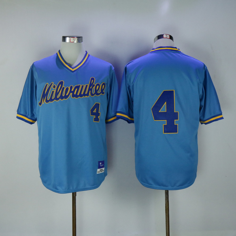 2017 MLB Milwaukee Brewers #4 Paul Molitor Blue Throwback Jerseys->chicago white sox->MLB Jersey
